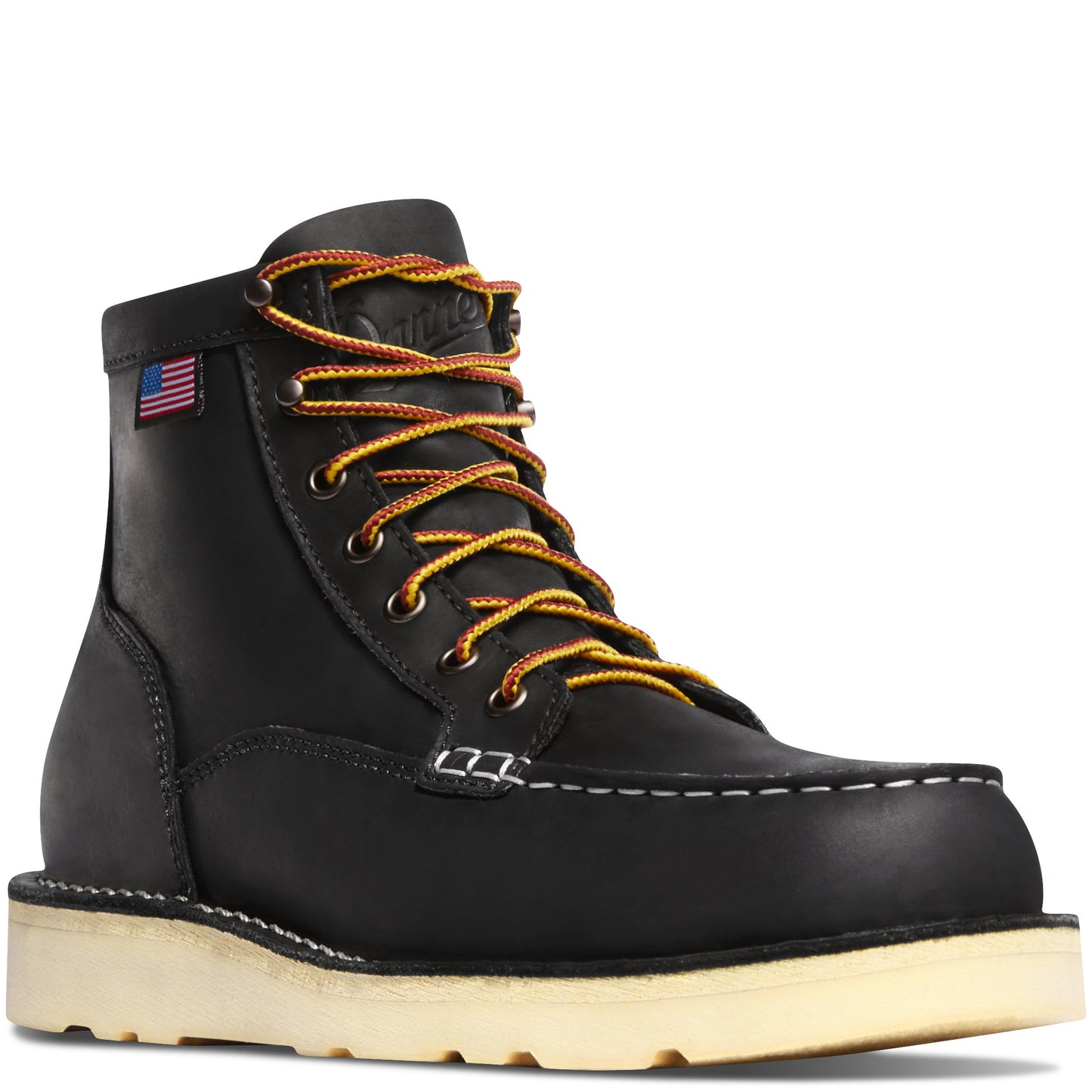 Danner Men's Bull Run Moc Toe Work Boots – 6" Black | USA-Made Oil-Resistant Full-Grain Leather Moc Toe Boots with Wedge Outsole