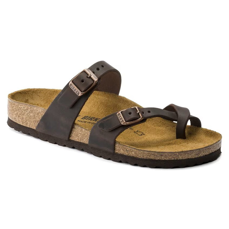 Birkenstock Women's Mayari Sandal – Graceful Habana | Flat Toe-Loop Sandal with Adjustable Straps & Contoured Cork Footbed