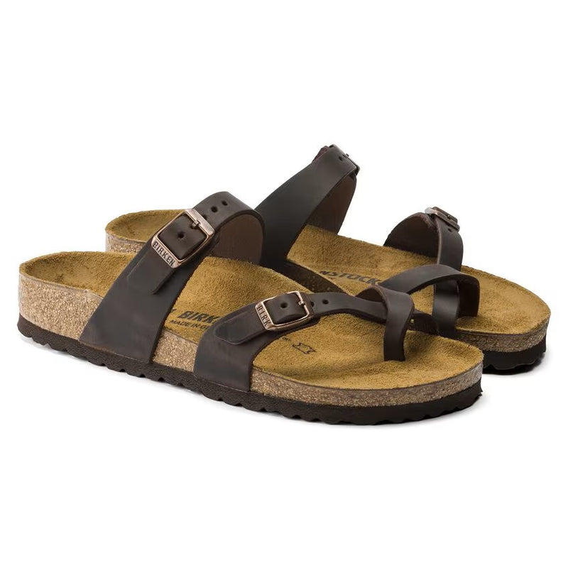 Birkenstock Women's Mayari Sandal – Graceful Habana | Flat Toe-Loop Sandal with Adjustable Straps & Contoured Cork Footbed