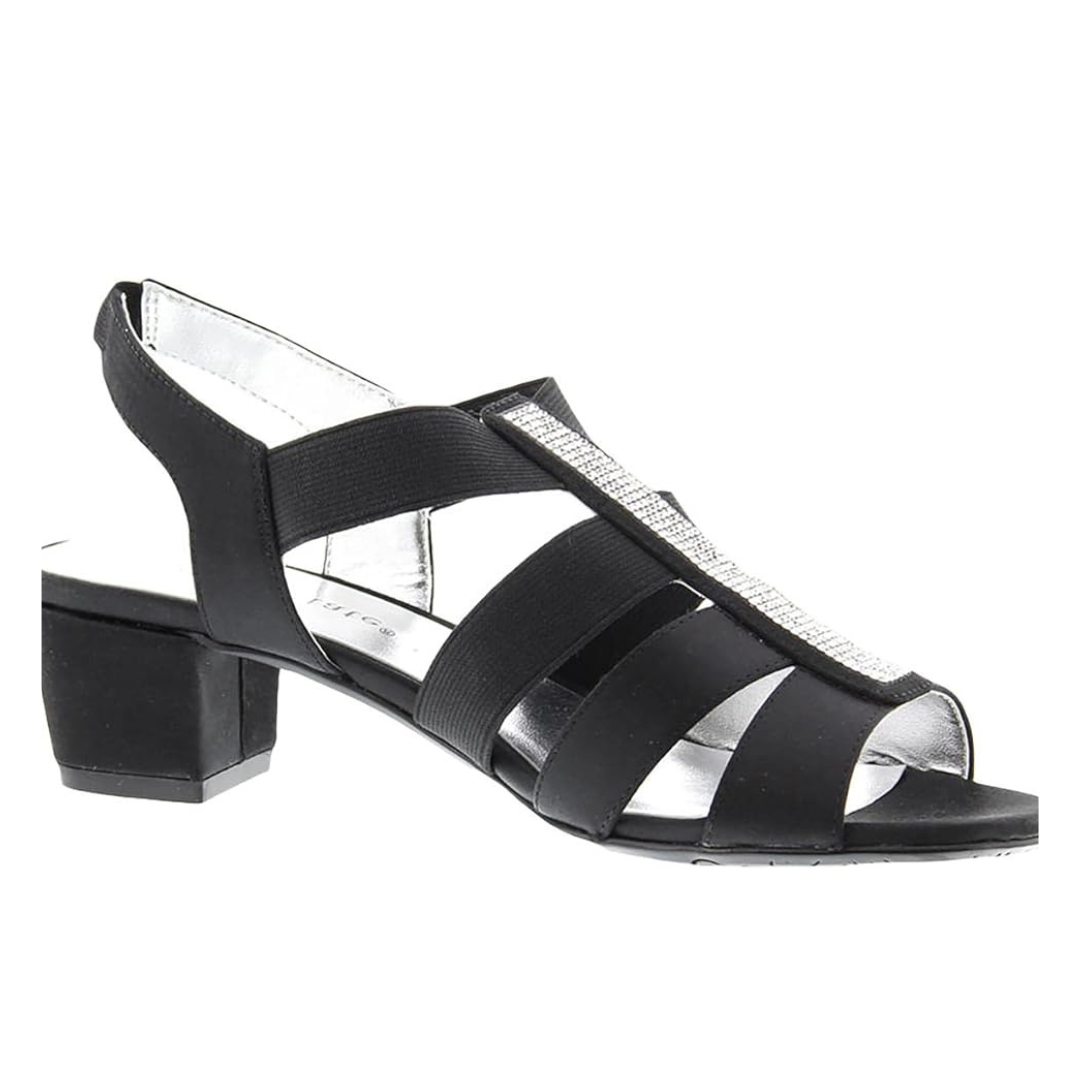 David Tate Womens Eve Sandals BLACK SATIN