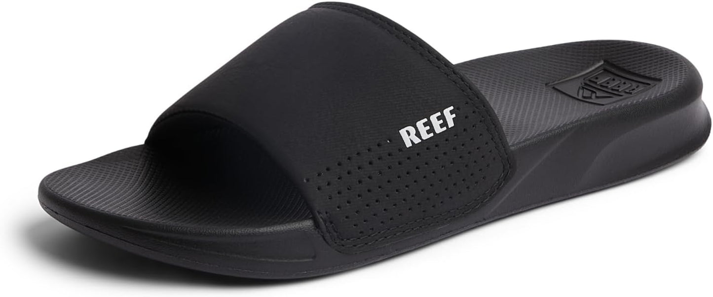 REEF One Slide Men's Sandal Black - Lightweight Water-Friendly Slides with Soft Cushion Footbed for Beach, Pool, and Everyday Wear
