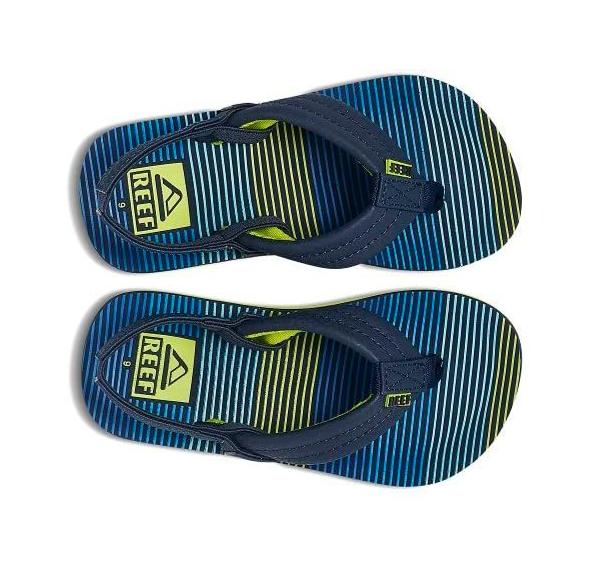 Reef Little Ahi Flip-Flop Unisex I Cushioned, Lightweight & Non-Slip Kid's, Beach Sandals, Aqua Green Stripe