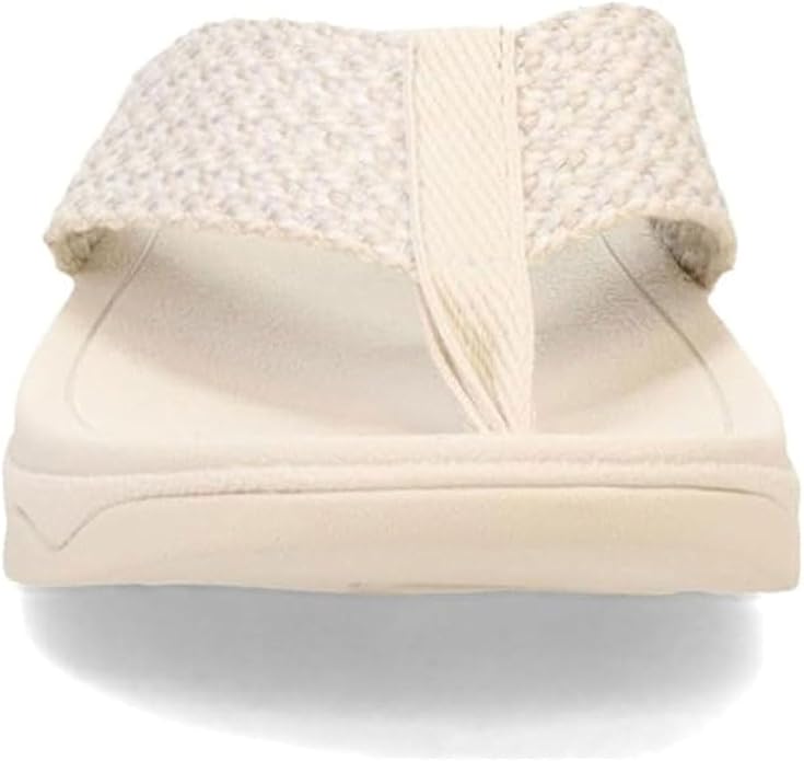 FitFlop Women’s Surfa Webbing Toe-Post Sandals – Multi-Tone Paris Beige | Lightweight Cushioned Wedge Flip-Flops with Ergonomic Microwobble board Midsole