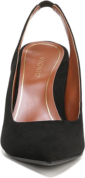 Vionic Adalena Women's Slingback Heeled Dress Shoe – Black Suede, Orthotic Comfort & Support