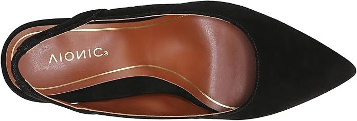 Vionic Adalena Women's Slingback Heeled Dress Shoe – Black Suede, Orthotic Comfort & Support