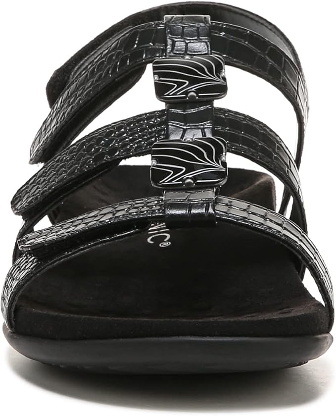 Vionic Amber Women's Orthotic Sandal – Black, Adjustable Straps, Arch Support, Comfort Fit