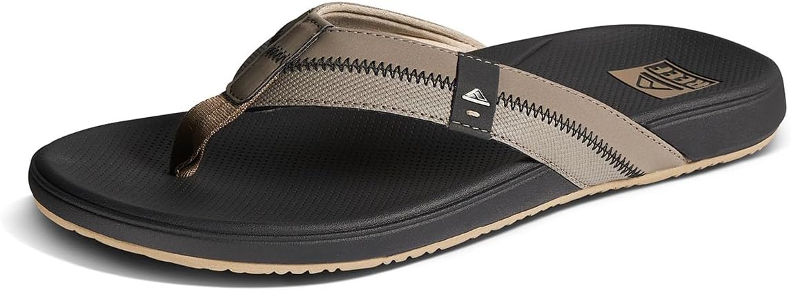 REEF Cushion Phantom 2.0 Men’s Flip Flop Fossil/Raven – Ultra Soft Cushion Footbed, Arch Support, Water-Friendly Sandals