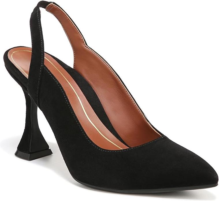 Vionic Adalena Women's Slingback Heeled Dress Shoe – Black Suede, Orthotic Comfort & Support