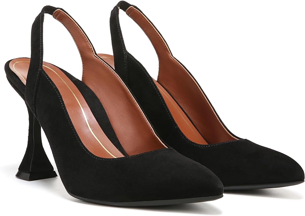 Vionic Adalena Women's Slingback Heeled Dress Shoe – Black Suede, Orthotic Comfort & Support