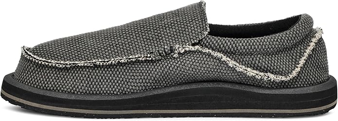 Sanuk Chiba Men's Loafers, Black Slip-On Shoes, Lightweight Comfort Foam Footbed, Casual Everyday Wear