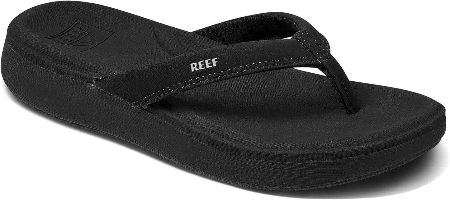 REEF Cushion Cloud Women's Flip Flop Black - Super Soft Molded Footbed, Enhanced Arch Support, Lightweight Water-Friendly Sandals