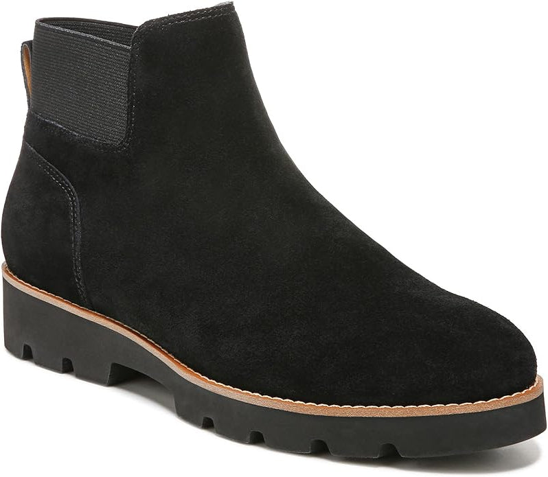 Vionic Women's Charm Brionie Chelsea Bootie Black – Arch Support Ankle Boots with Pull-Up Style, Leather Upper & Orthotic Comfort