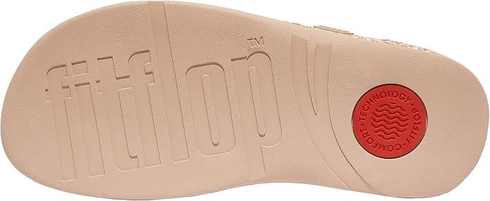 FitFlop Women’s Surfa Webbing Toe-Post Sandals – Multi-Tone Latte Beige Mix| Lightweight Cushioned Wedge Flip-Flops with Ergonomic Microwobbleboard Midsole
