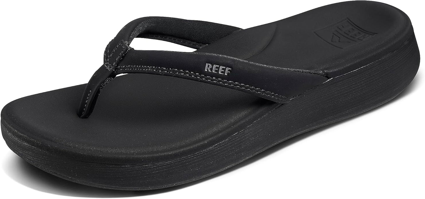 REEF Cushion Cloud Women's Flip Flop Black - Super Soft Molded Footbed, Enhanced Arch Support, Lightweight Water-Friendly Sandals
