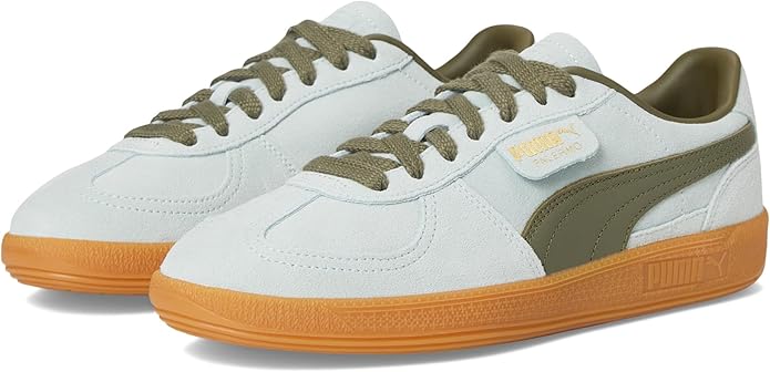 PUMA Women’s Palermo Sneakers – Peaceful Blue/Loden Green | Retro-Inspired Suede Trainers with Gum Sole & Signature T-toe Design