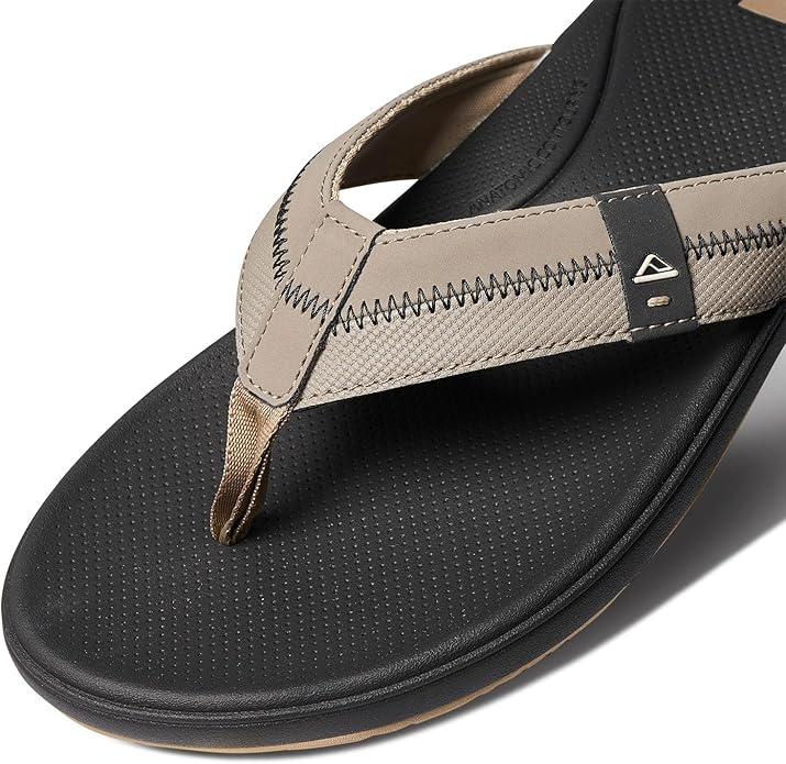 REEF Cushion Phantom 2.0 Men’s Flip Flop Fossil/Raven – Ultra Soft Cushion Footbed, Arch Support, Water-Friendly Sandals