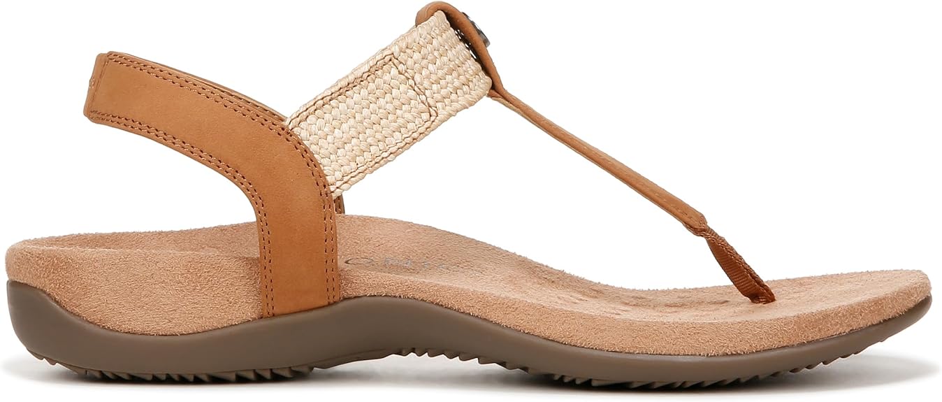 Vionic Women's Brea Heeled Sandal – Camel Nubuck Leather, Orthotic Support & Stylish Comfort