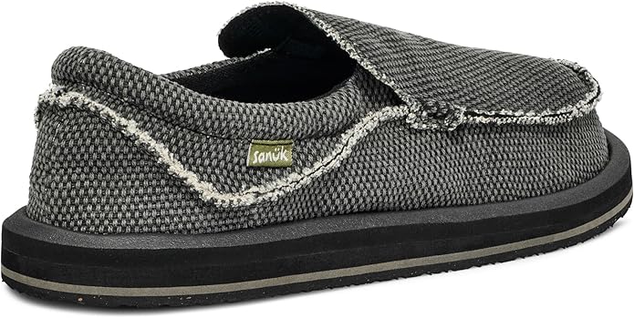 Sanuk Chiba Men's Loafers, Black Slip-On Shoes, Lightweight Comfort Foam Footbed, Casual Everyday Wear