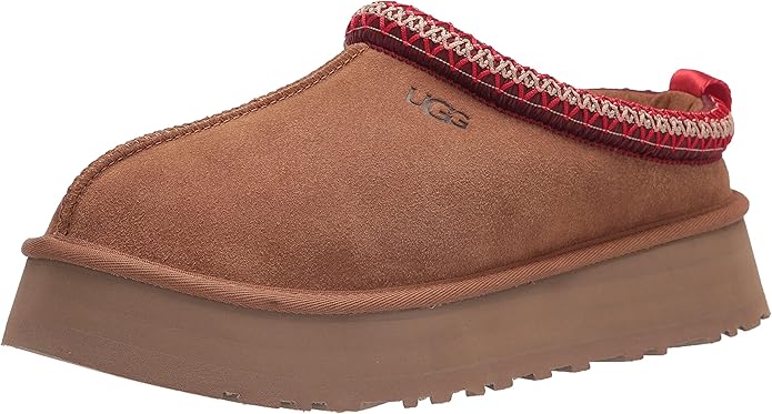 UGG Women's Tazz Slipper – Chestnut Suede Platform, UGG pure™ Wool Lining, Cozy Indoor/Outdoor Comfort
