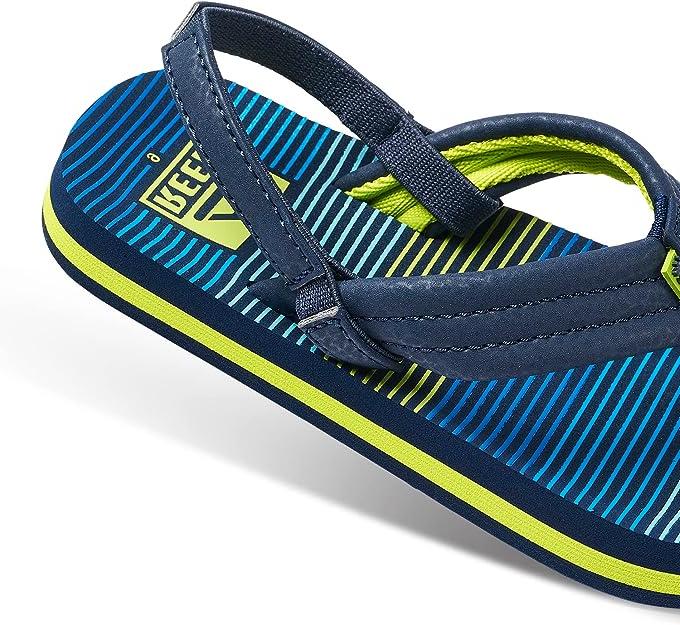 Reef Little Ahi Flip-Flop Unisex I Cushioned, Lightweight & Non-Slip Kid's, Beach Sandals, Aqua Green Stripe