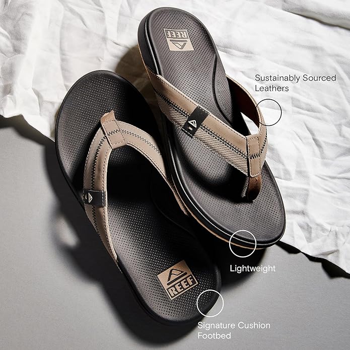 REEF Cushion Phantom 2.0 Men's Flip Flop Black - Ultra Soft Cushion Footbed, Water-Friendly Comfort Sandals with Arch Support