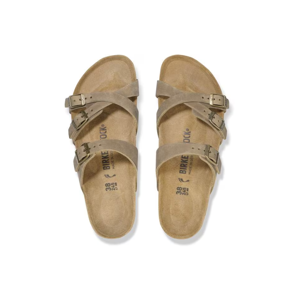 Birkenstock Franca Oiled Leather Adjustable Sandals Tobacco Brown