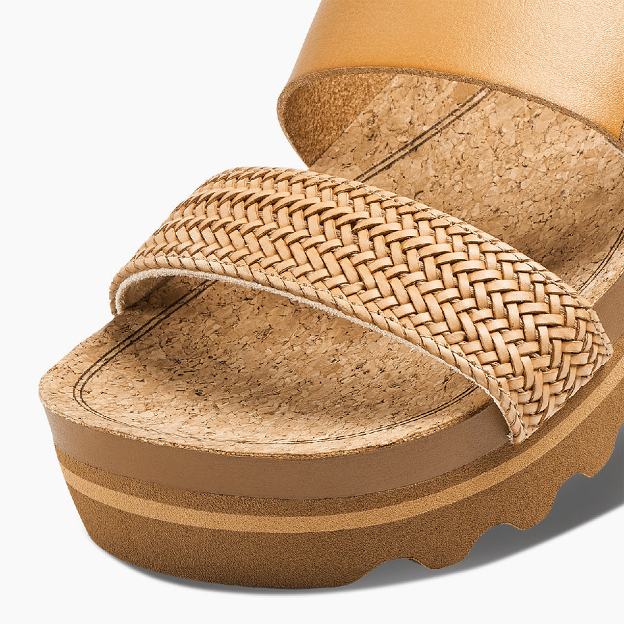 REEF Cushion Vista Hi Women's Platform Sandals – Natural Braid Vegan Leather