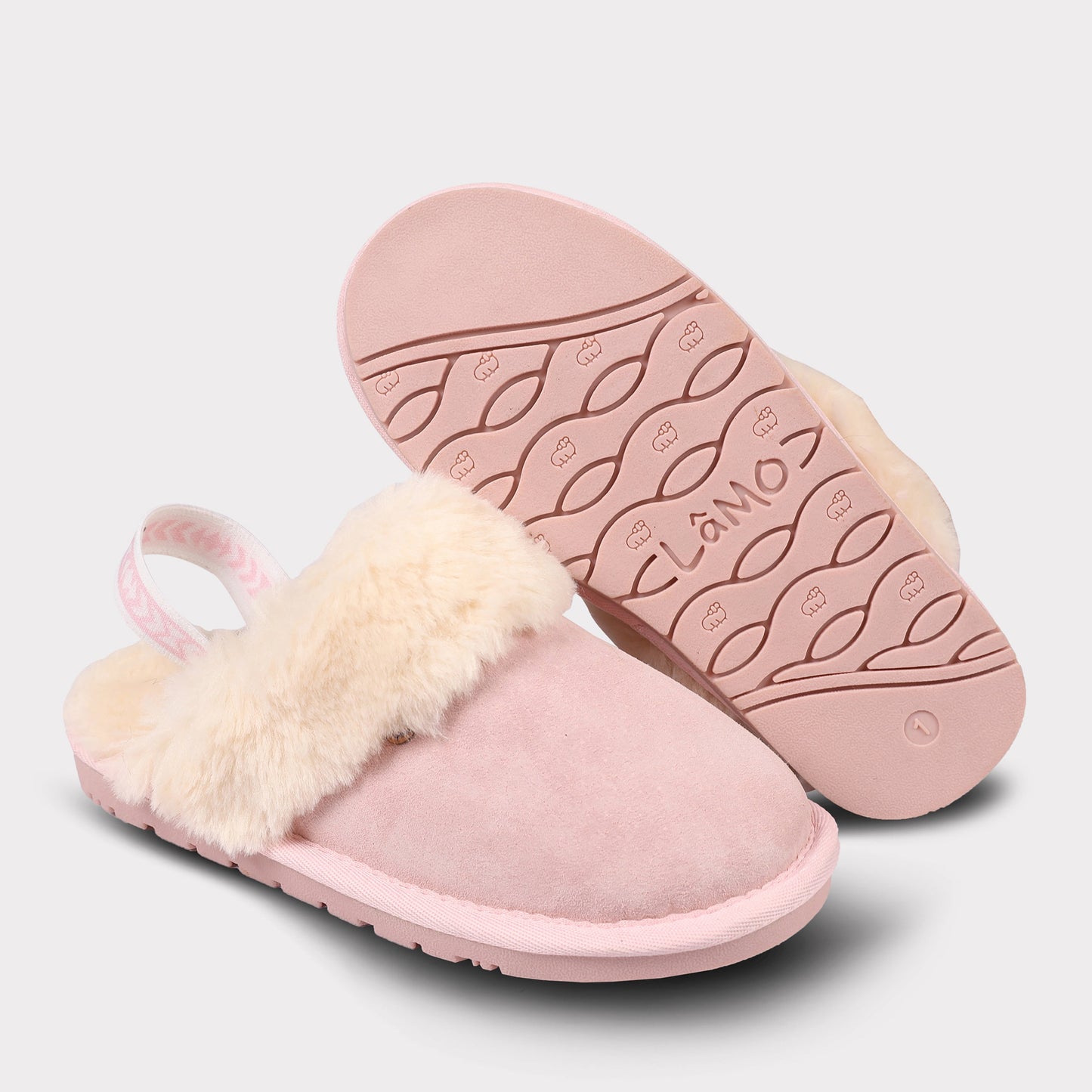 Lamo Lia Youth Girl's Suede Non-Slip, Comfortable & Soft, Pink Slipper