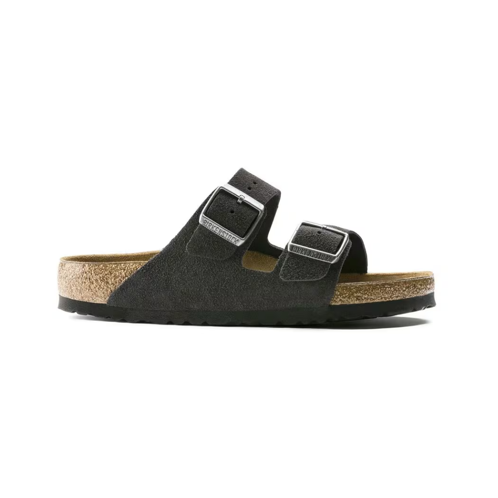 Birkenstock Arizona Soft Footbed Suede Leather Sandals – Velvet Gray Unisex Two-Strap Slides with Contoured Cork Support