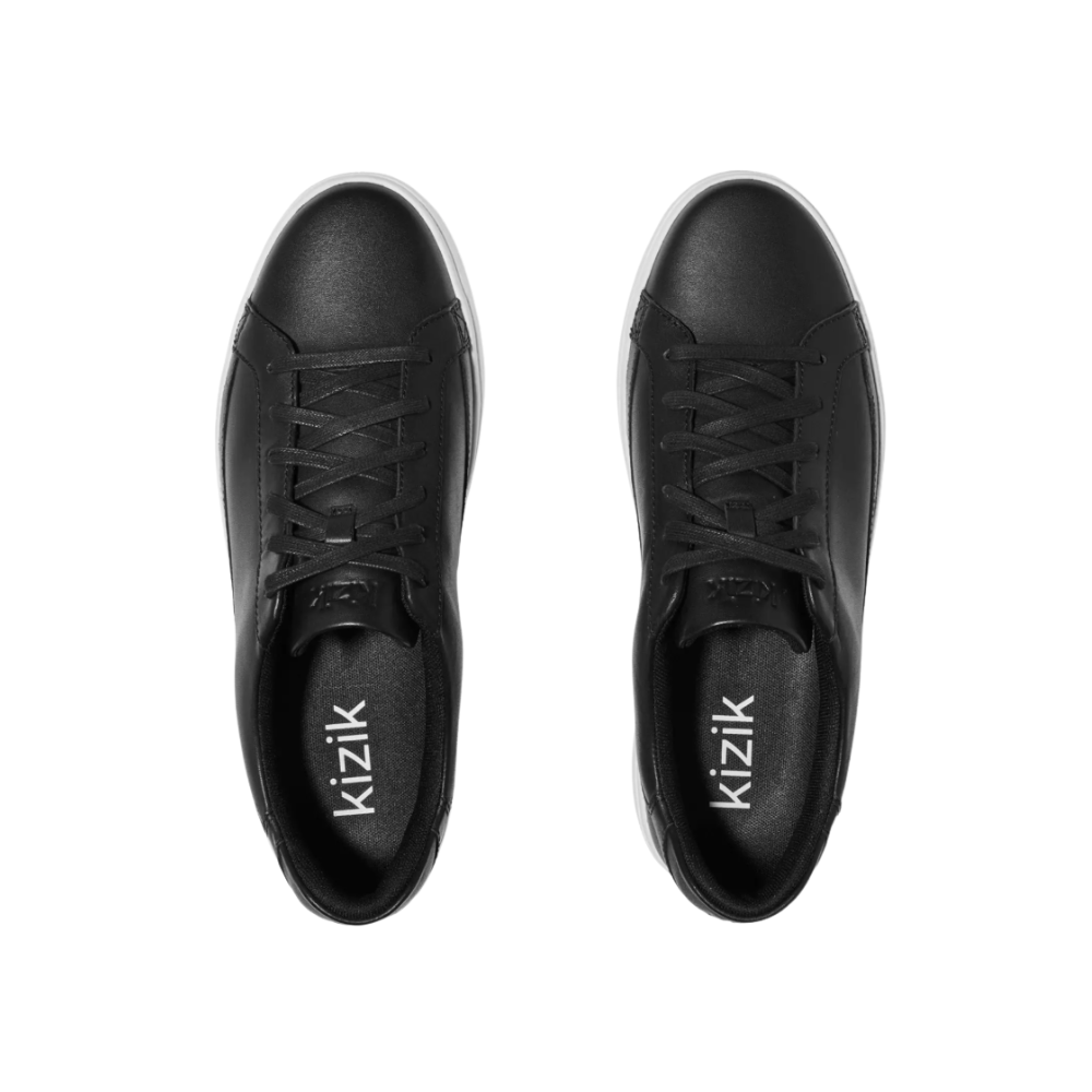 Kizik Vegas Unisex Hands-Free Leather Sneakers - Black / White