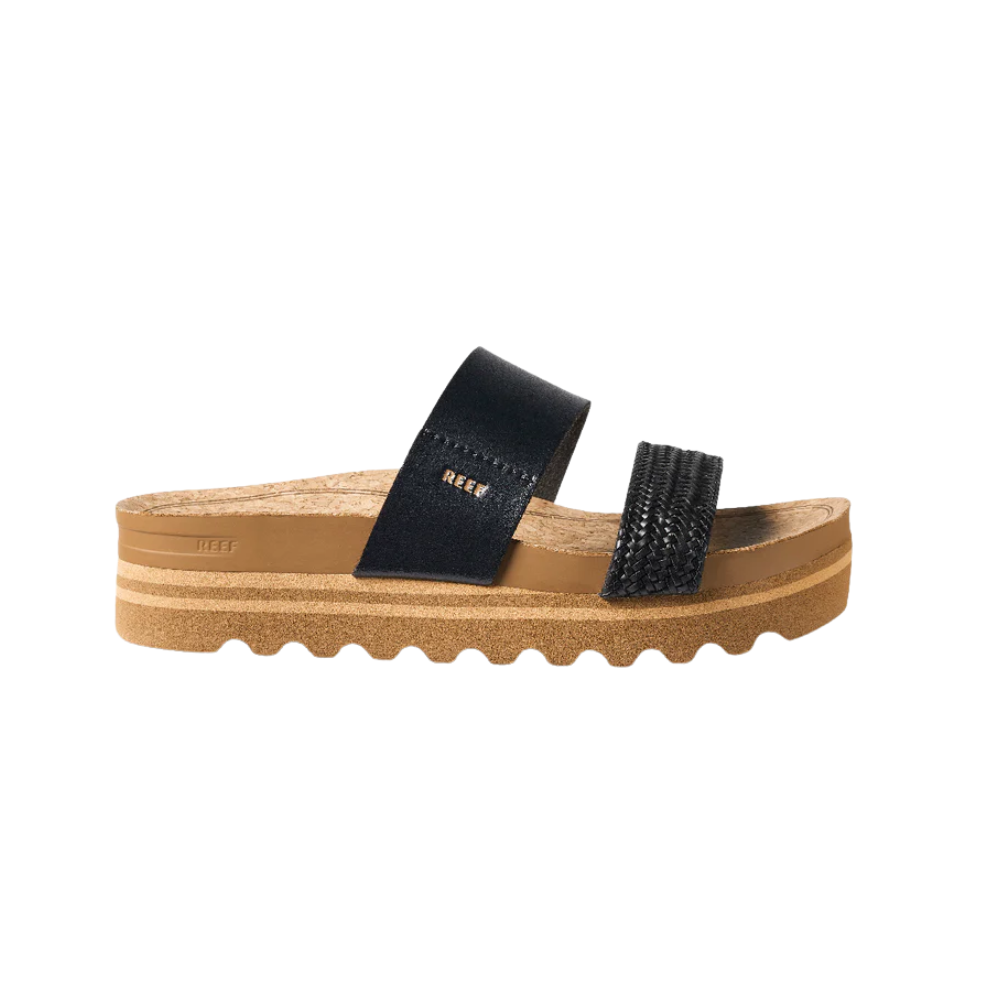 REEF Cushion Vista Hi Women's Platform Sandals – Black Braid Vegan Leather