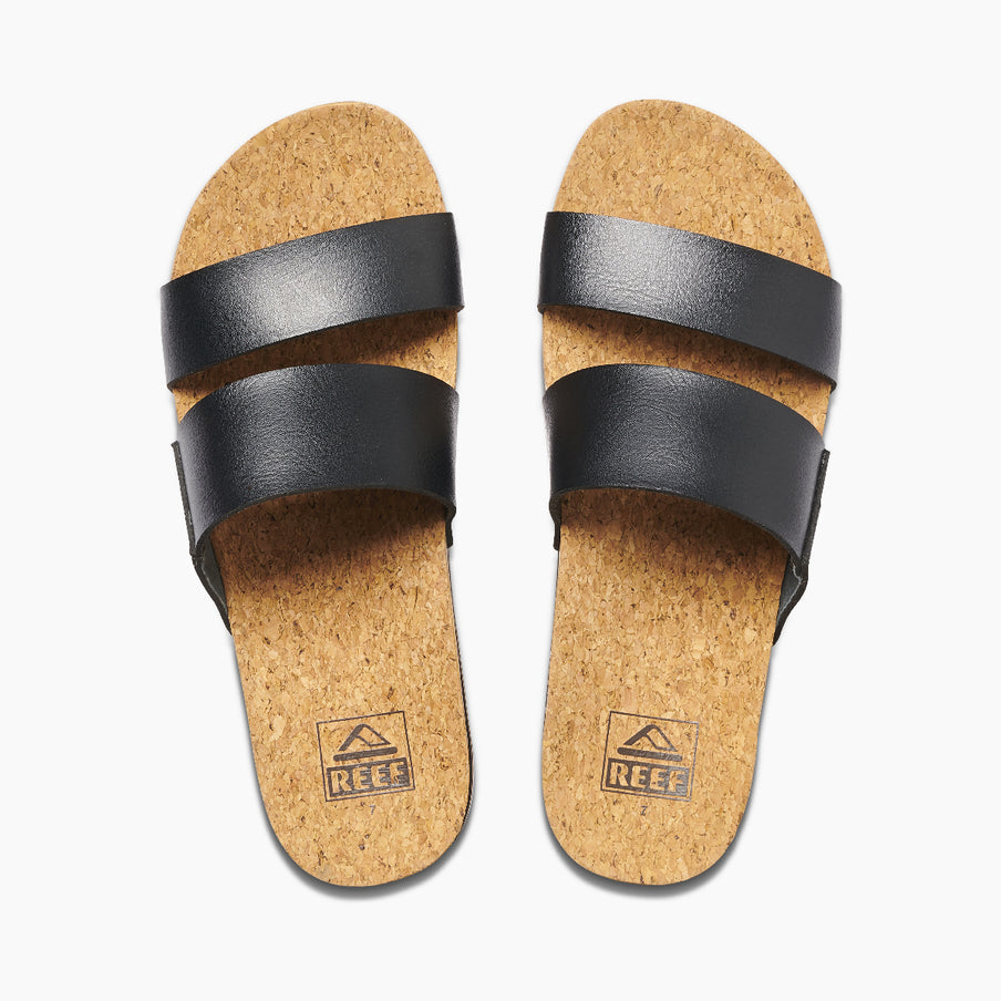 REEF Women's Cushion Vista Hi Black Sandal – Vegan Leather Platform Comfort