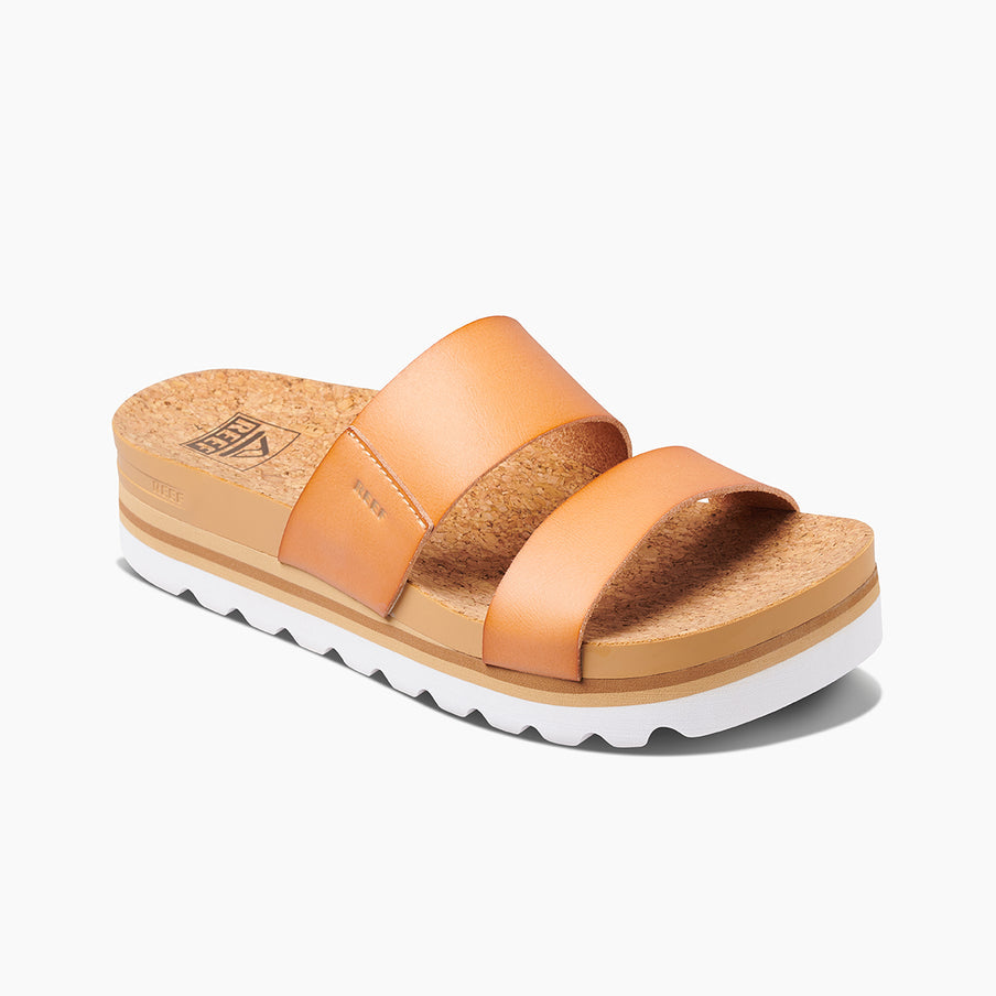 REEF Women's Cushion Vista Hi Sandals – Natural Vegan Leather Platform Comfort