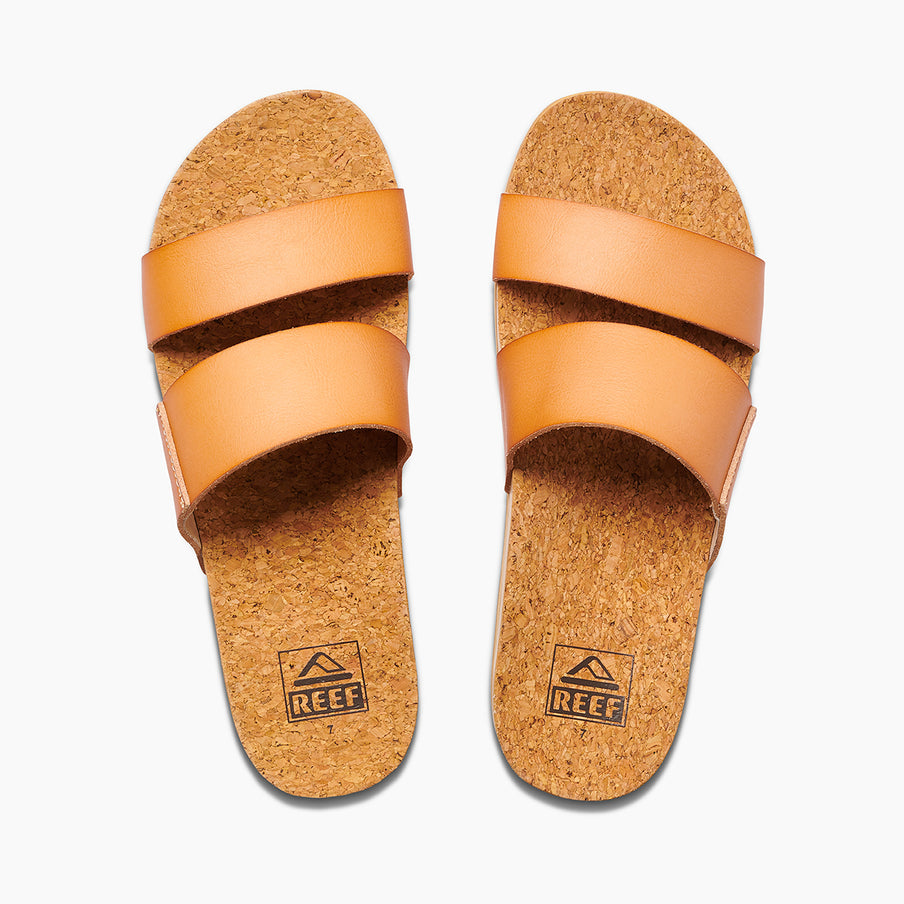 REEF Women's Cushion Vista Hi Sandals – Natural Vegan Leather Platform Comfort