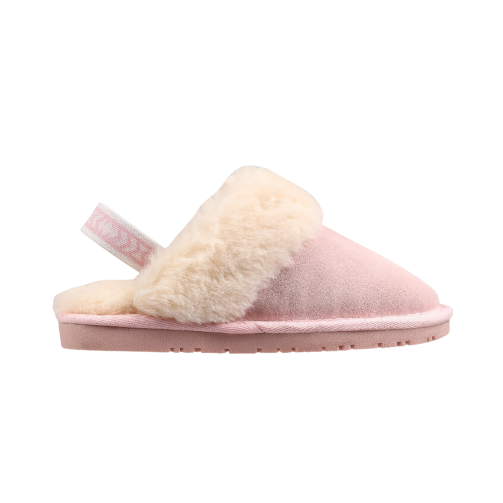 Lamo Lia Youth Girl's Suede Non-Slip, Comfortable & Soft, Pink Slipper