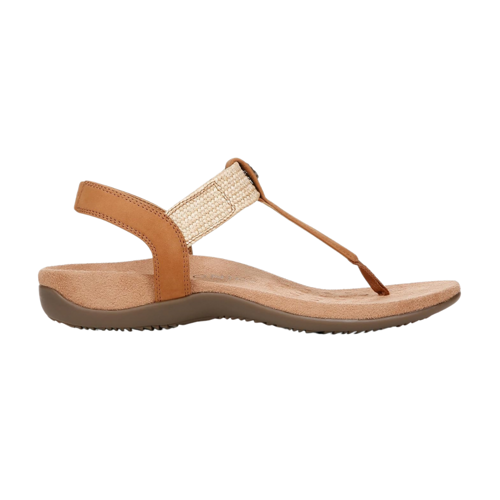 Vionic Women's Brea Heeled Sandal – Camel Nubuck Leather, Orthotic Support & Stylish Comfort