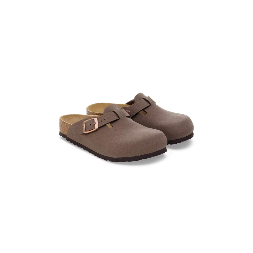 Birkenstock Kids Boston Birko-Flor Nubuck Clog Sandals - Mocca