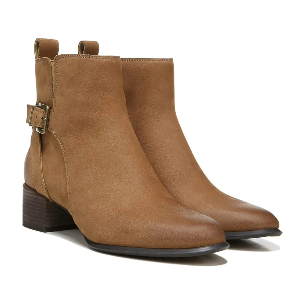 Vionic Women’s Sienna Waterproof Comfort Boot – Toffee Brown Nubuck Ankle Boot with Arch Support & Orthotic Footbed