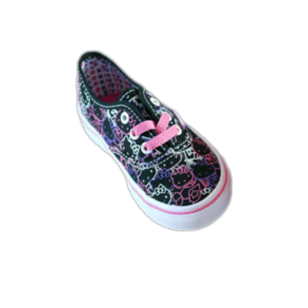 Vans Toddler Hello Kitty Authentic Sneakers 4.5T Black Passion Flower | Cute Girls Skate Shoes