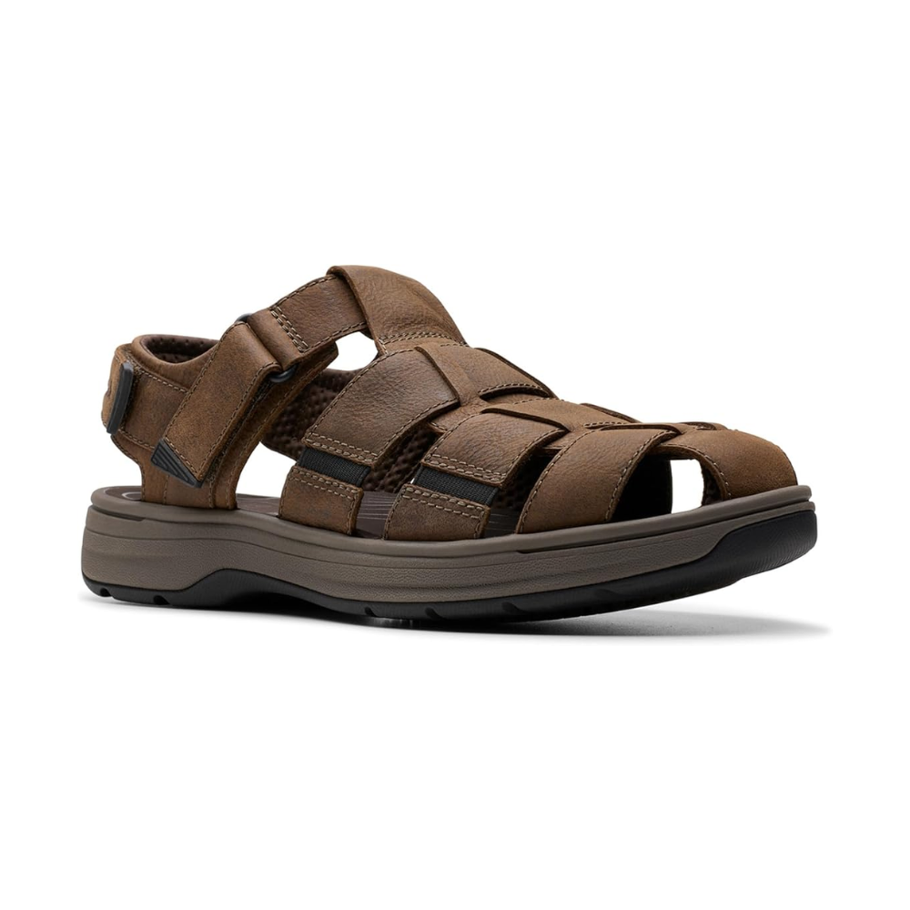 Clarks Men's Saltway Cove Dark Brown Leather Sandals CL-26176899