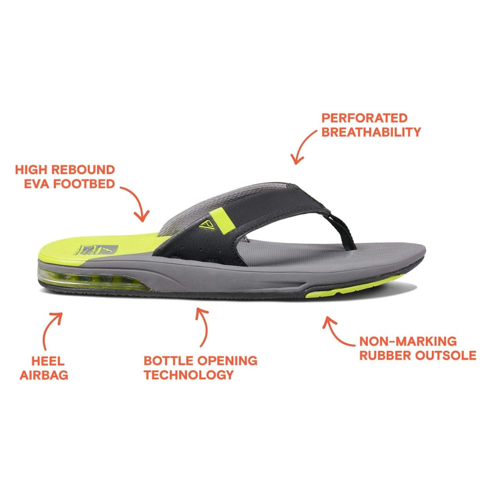 Reef Men's Fanning Bottle Opener Black, Brown, Gray Olive Navy Sandal