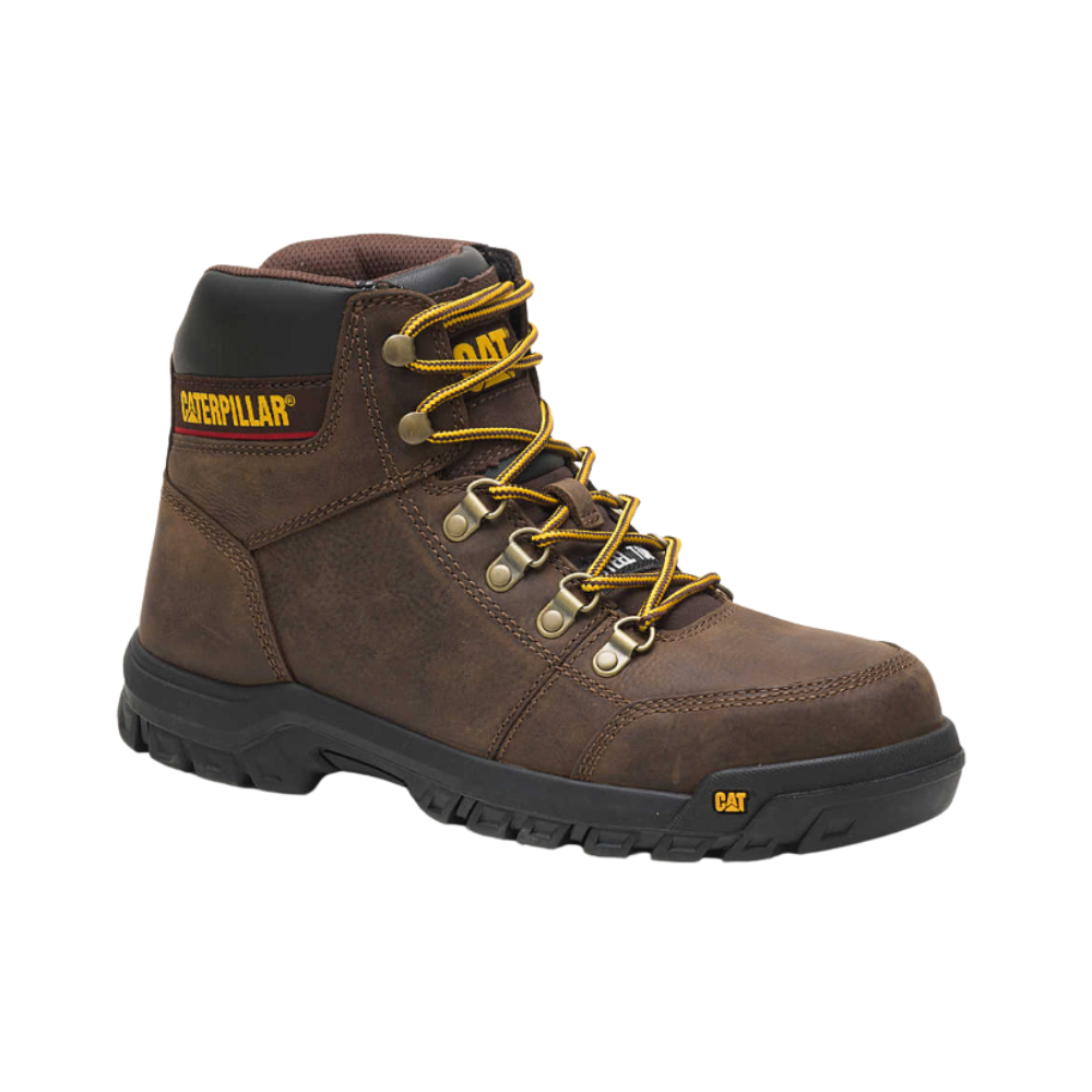 Caterpillar Leather Men's Outline Steel Toe Work Boot, Seal Brown