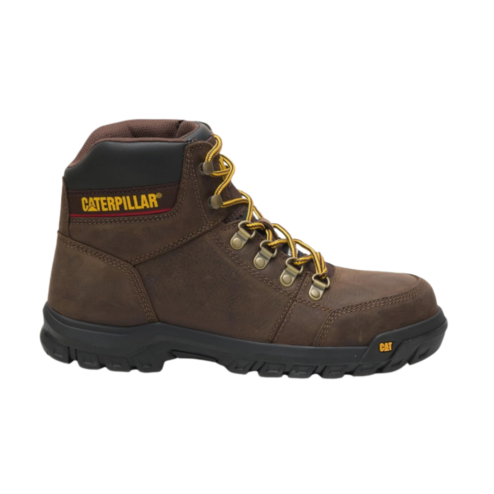 Caterpillar Leather Men's Outline Steel Toe Work Boot, Seal Brown