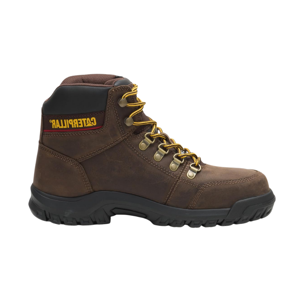 Caterpillar Leather Men's Outline Steel Toe Work Boot, Seal Brown