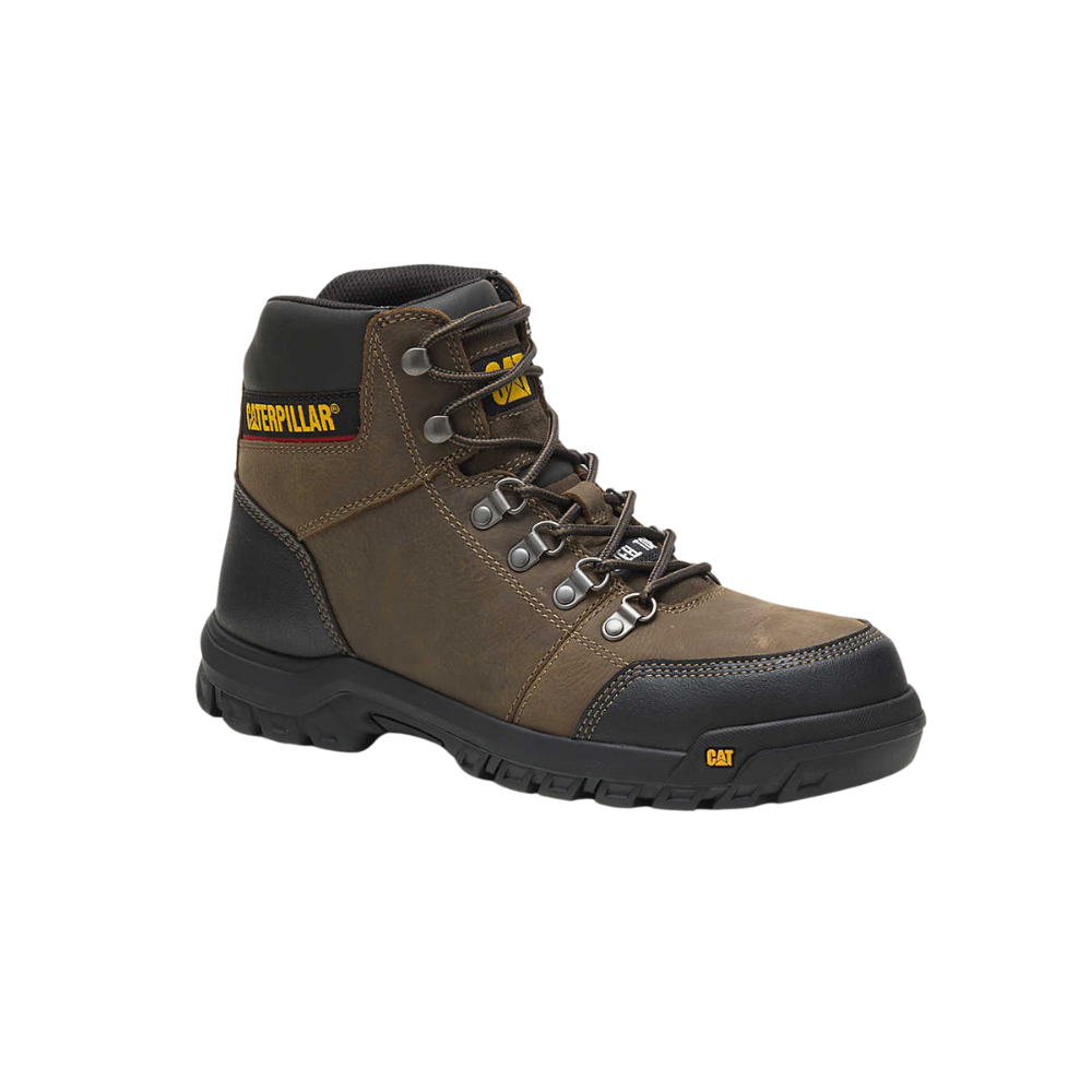 Caterpillar Leather Men's Outline Steel Toe Work Boot, Dark Gull Grey