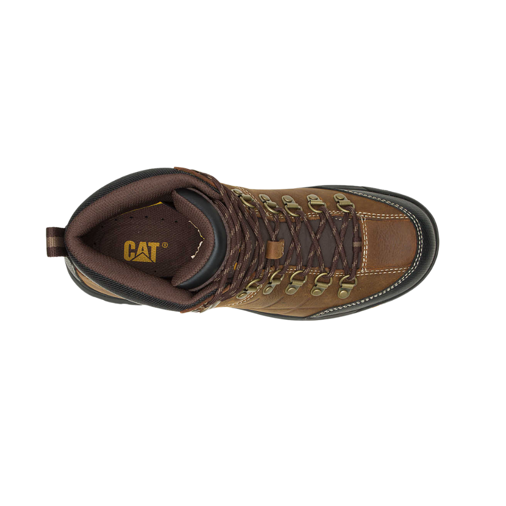 Caterpillar Men's Full Grain Leather Work Boot, Threshold Waterproof Work Boot, Real Brown