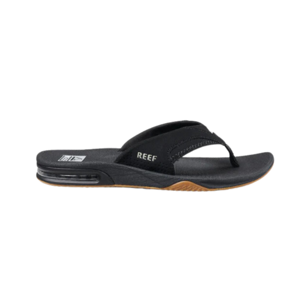 Reef Men's Arch Support Fanning Bottle Opener Shock Absorption Sandal, Black