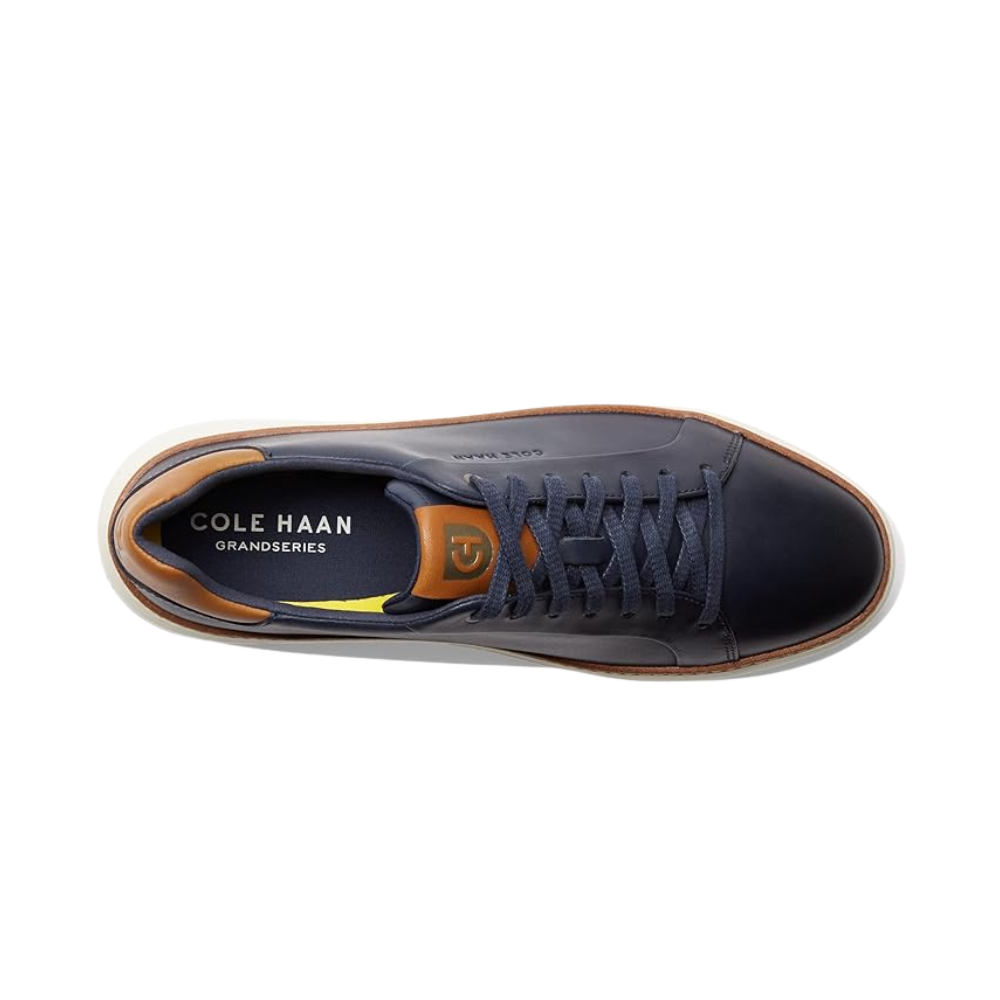 Cole Haan Men's Grandpro TopSpin Sneaker Navy Blazer Leather/British Tan/Ivory, Wide