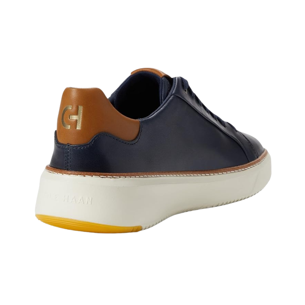 Cole Haan Men's Grandpro TopSpin Sneaker Navy Blazer Leather/British Tan/Ivory, Wide