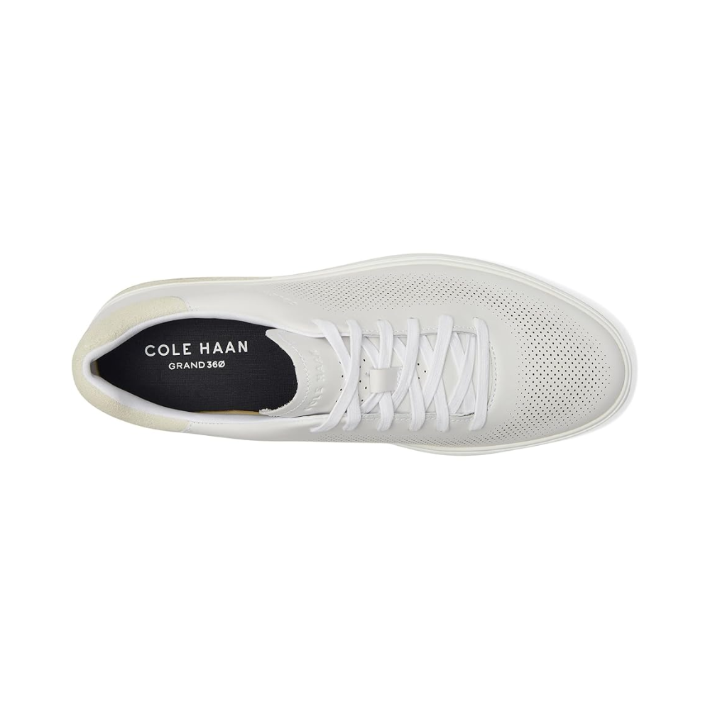 Cole Haan Grandpro Angleace Modern Lightweight Leather Sneakers, Optic White/Silver Birch, Med